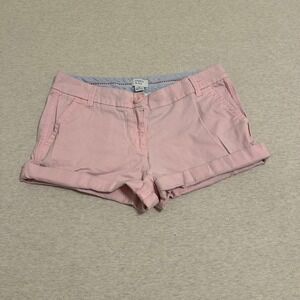 Crown & Ivy Caroline Pink Chino Shorts Womens 4P Petite Stretch Cuffed Summer